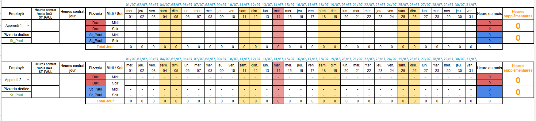 Calendrier du personnel 3/3